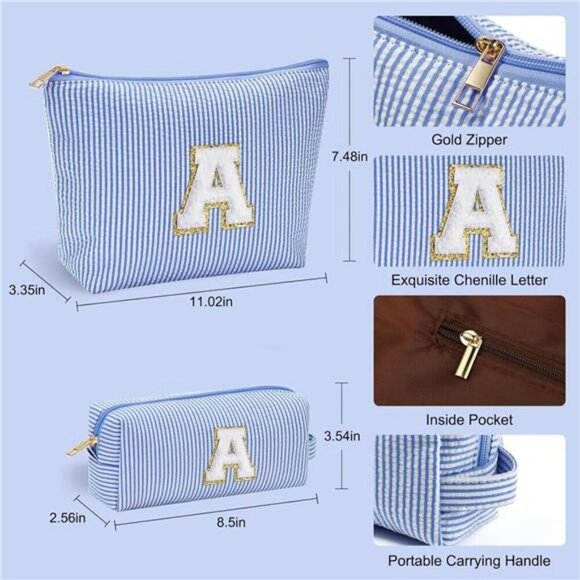 Yoolife Initial Makeup Bag Set Travel Cosmetic Organizer Personalized Gift Tote - Picture 3 of 8